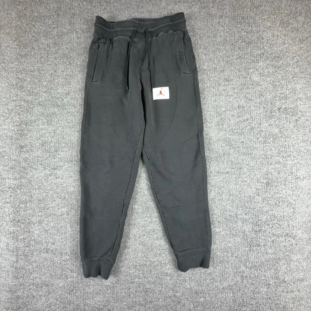 Jordan Pants Mens Large Gray Fleece Joggers Sweatpants Flight Patch Athletic